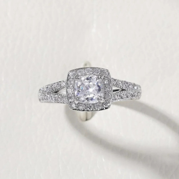 ▶NEW LUXURY 14K WHITE GOLD SQUARE GEM DIAMOND ENGAGEMENT RING FOR WOMEN, K774 - Picture 6 of 6